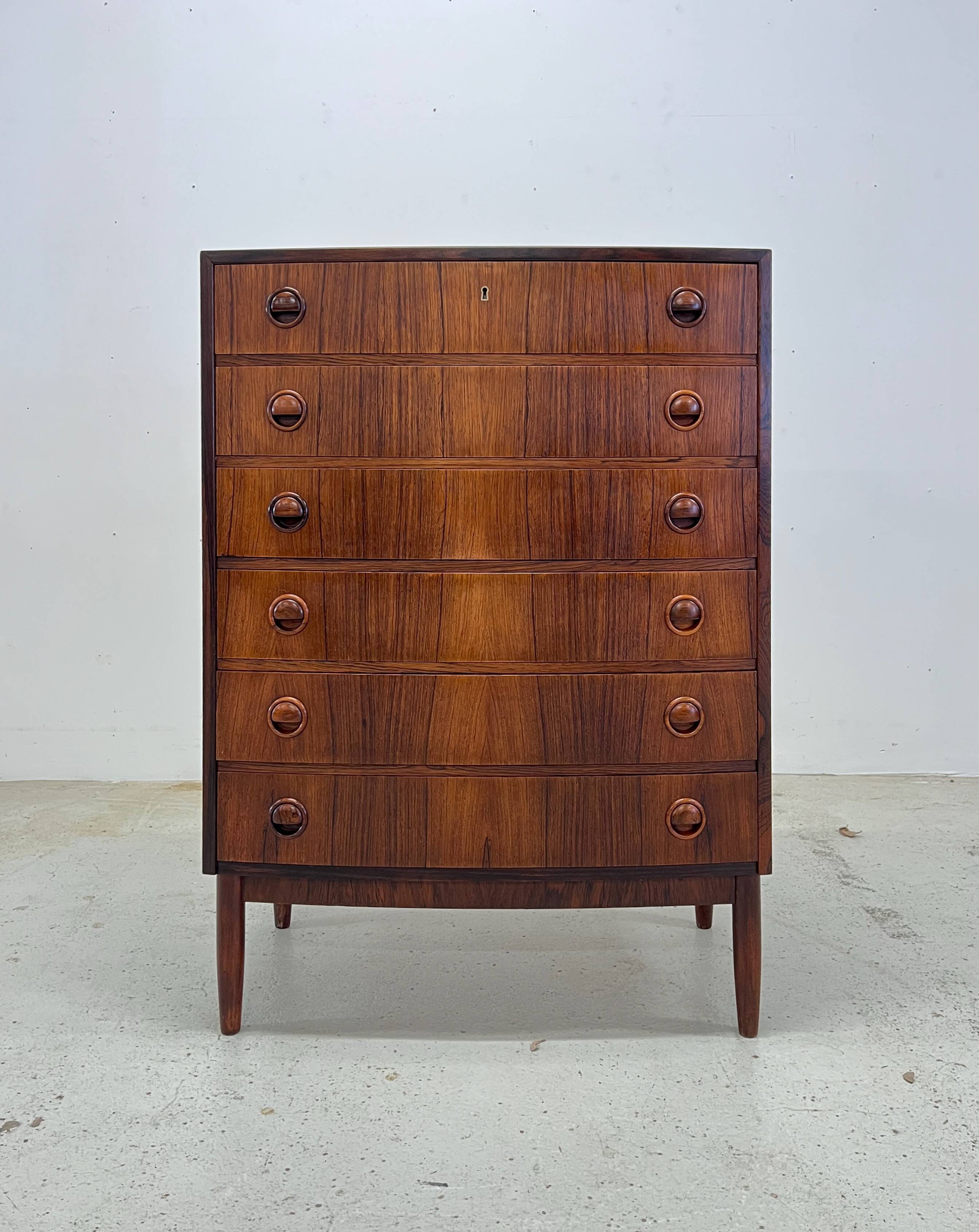 Rosewood Bowed Chest Of Drawers By Kai Kristiansen