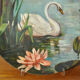 Set of 3 dishes 19th century terracotta painting 1895 boat lily lily swan