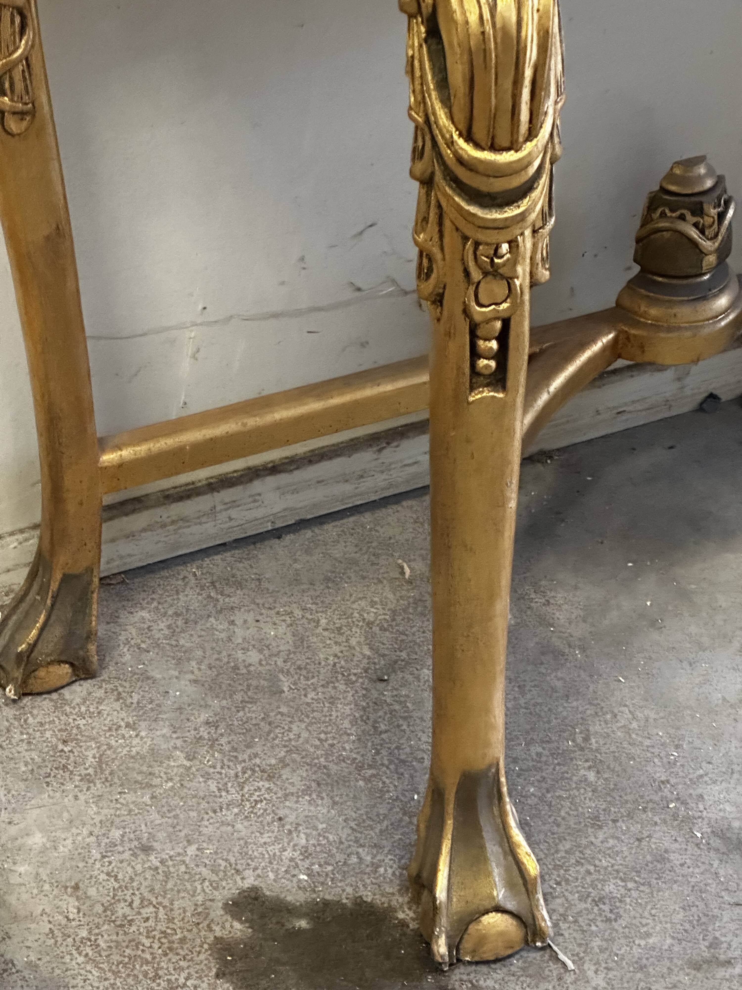 Hollywood Regency Console - Gilded Wood and Marble