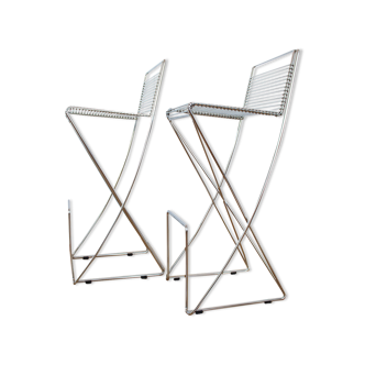 Set of 2 Till Behrens stools - 'Kreuzschwinger' - Schlubach - 1983