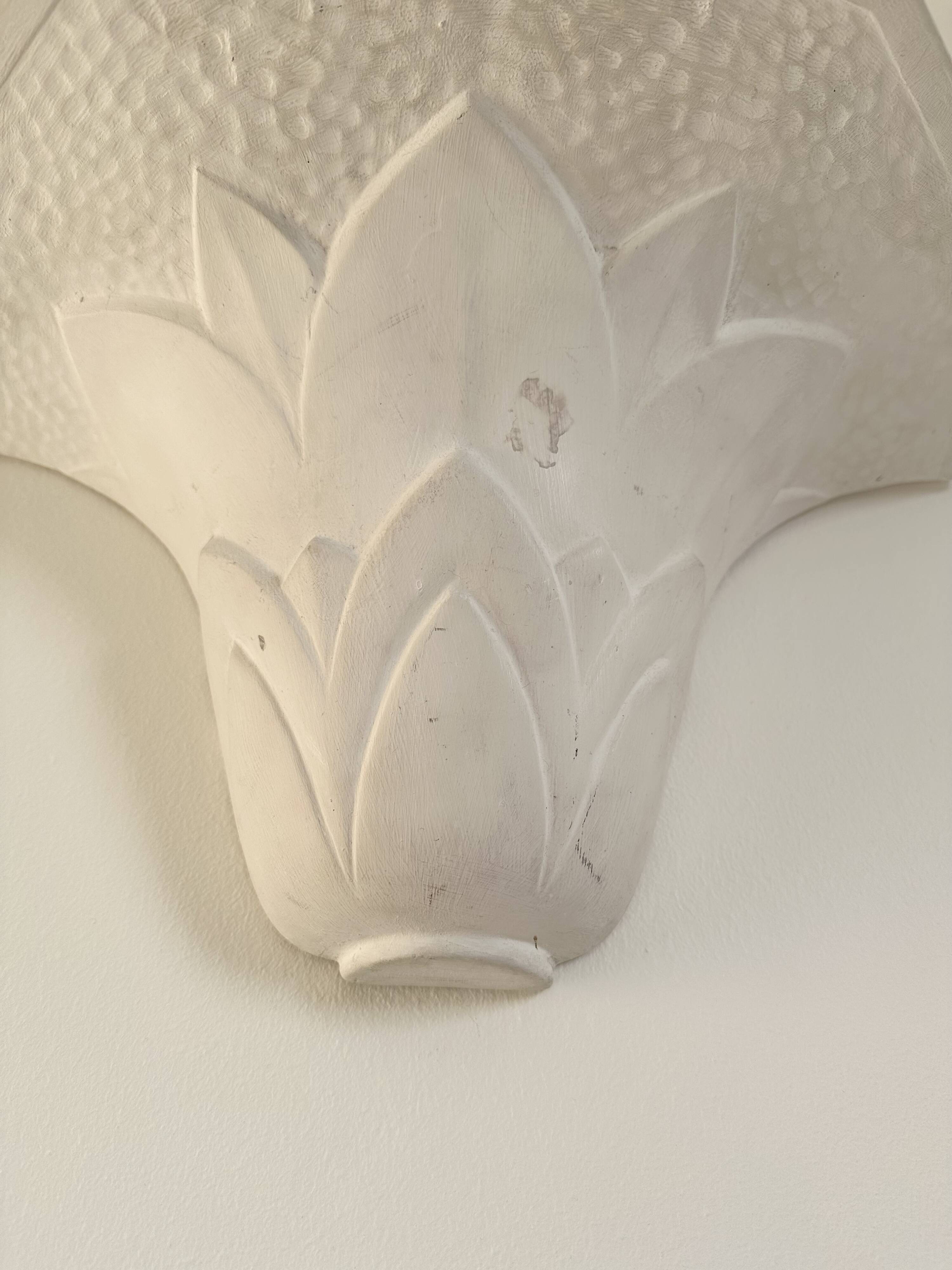 Pair of plaster wall sconces, palmette decoration, 20th century