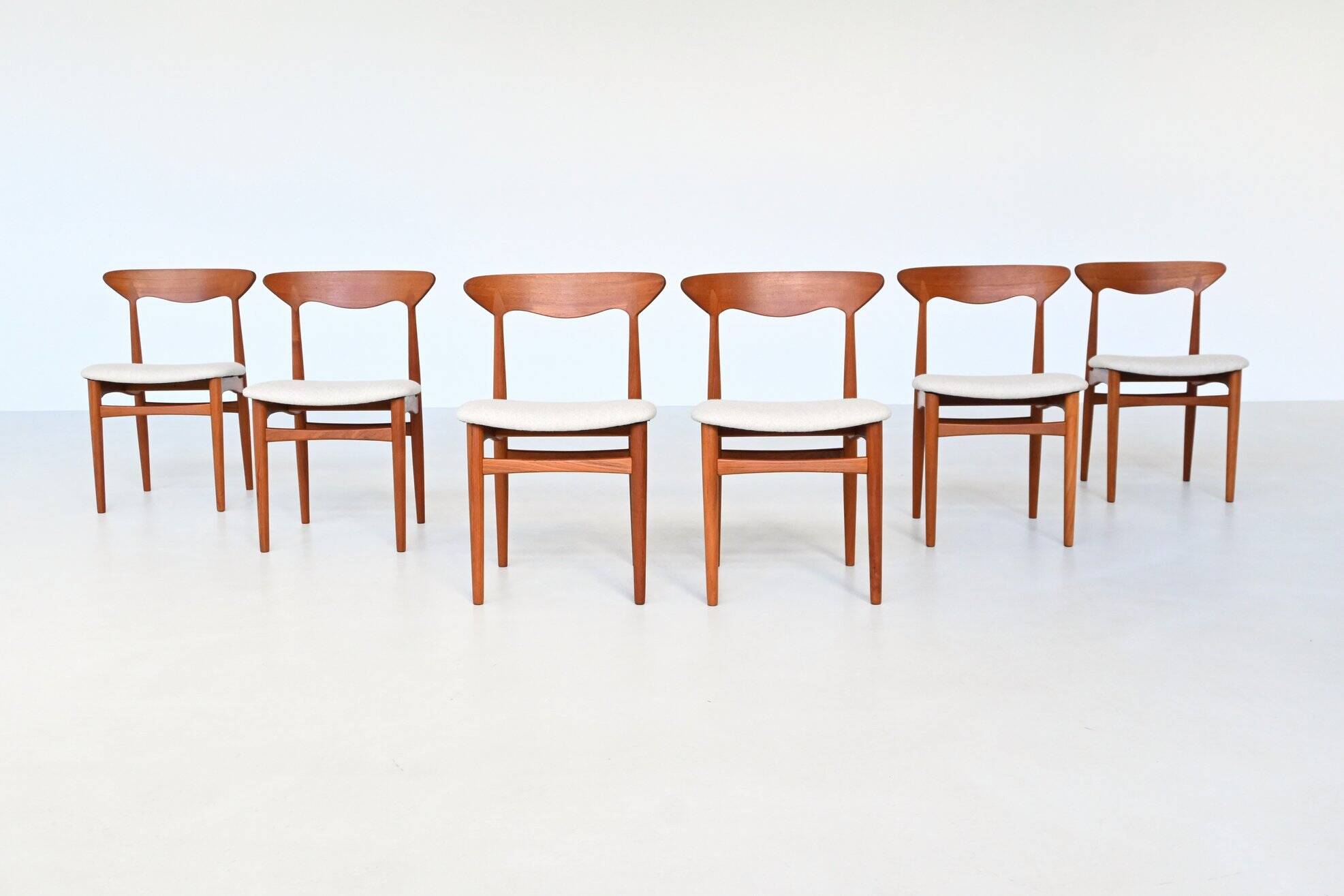 Ensemble de six chaises de salle à manger en teck de Christian Linneberg, Danemark, 1960