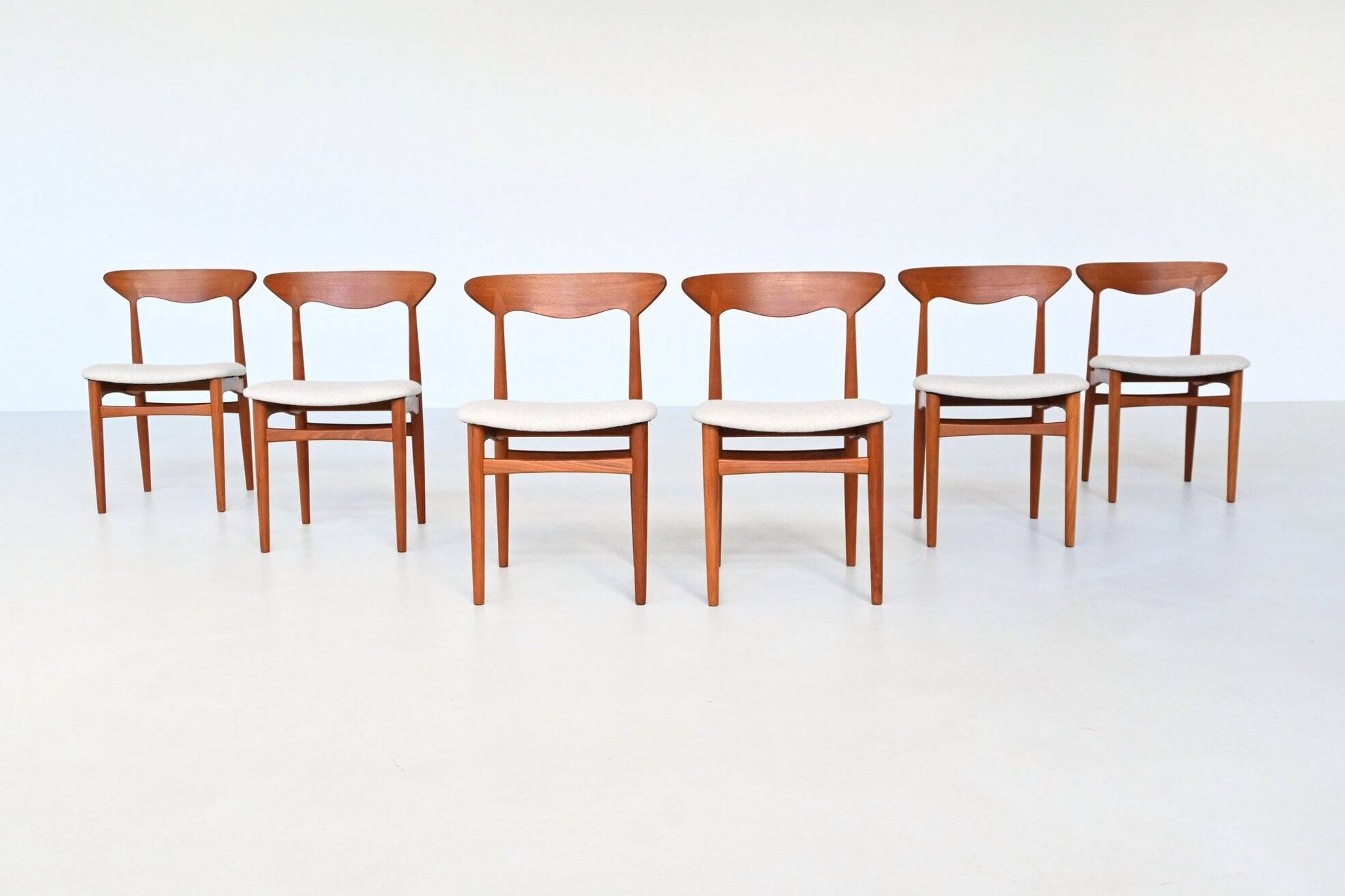 Christian Linneberg set of six dining chairs in teak Denmark 1960