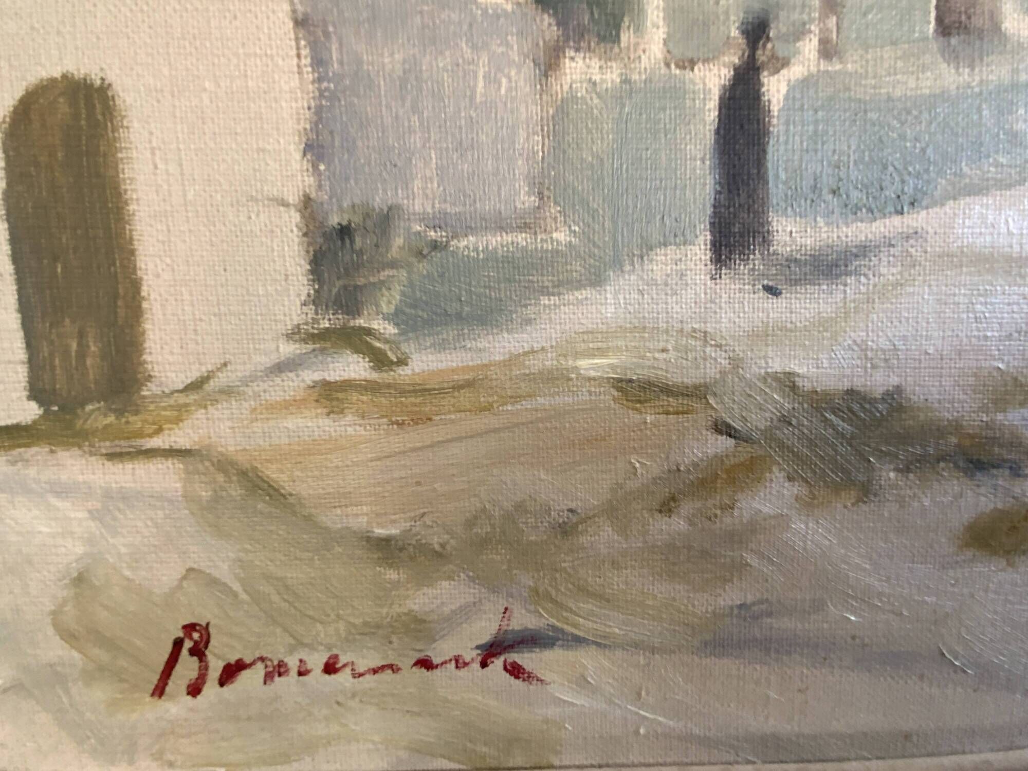 Vintage Swedish modernist oil on canvas "Ibiza" by Uno Bornemark 1953