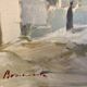 Vintage Swedish modernist oil on canvas "Ibiza" by Uno Bornemark 1953