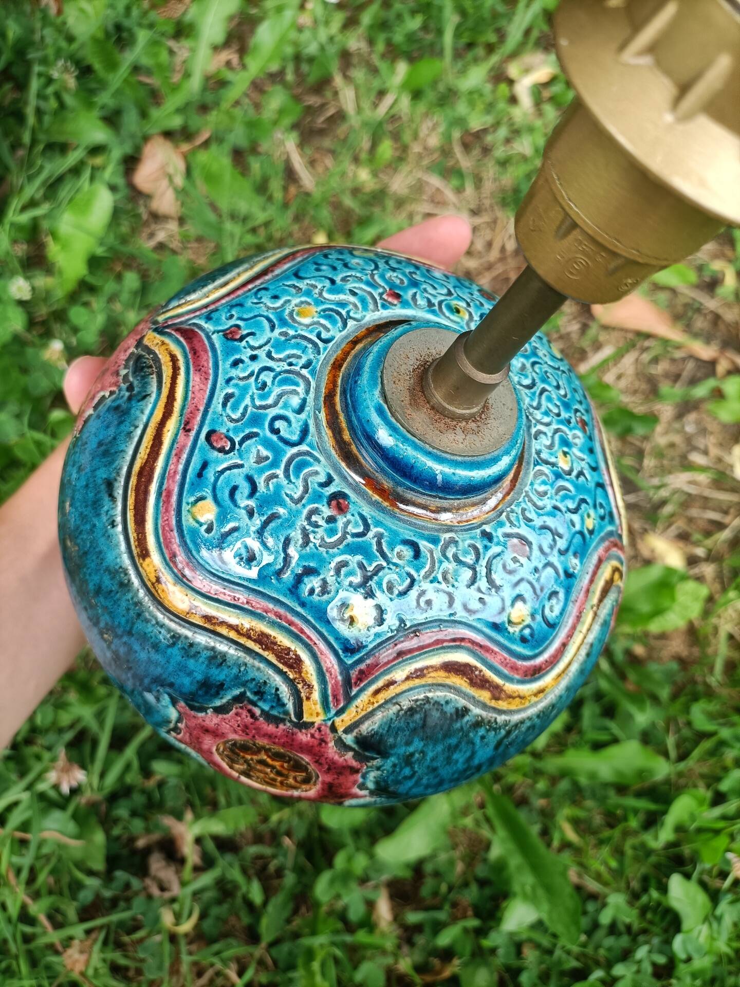 Retro signed ceramic lamp base 💐