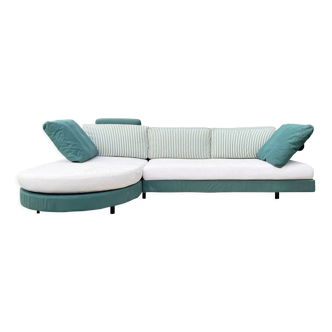 1980s B&b Italia Antonio Citterio Sity Sofa Sectional in Green and Eggshell