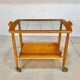 Mid-Century Modern Beech, Glass & Brass Serving Trolley, Germany 1950s
