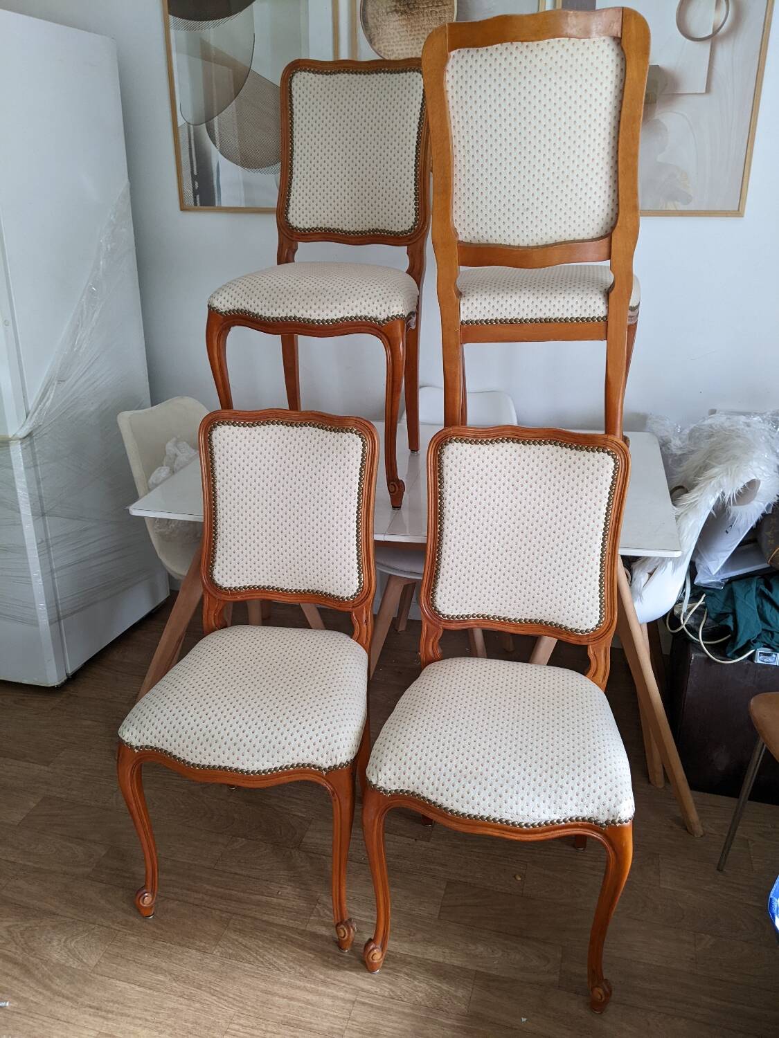 Lot de 4 Chaises Vintage Style Louis XV / Louis Philippe