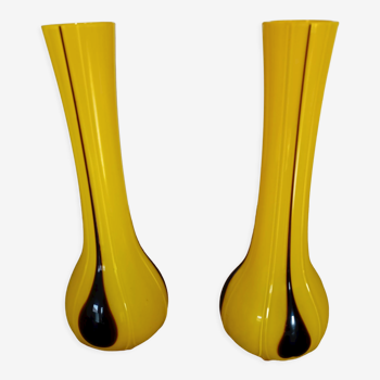Pair of art deco soliflore vases murano style