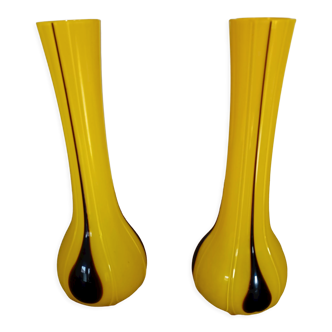 Paire de vases soliflore art déco style murano