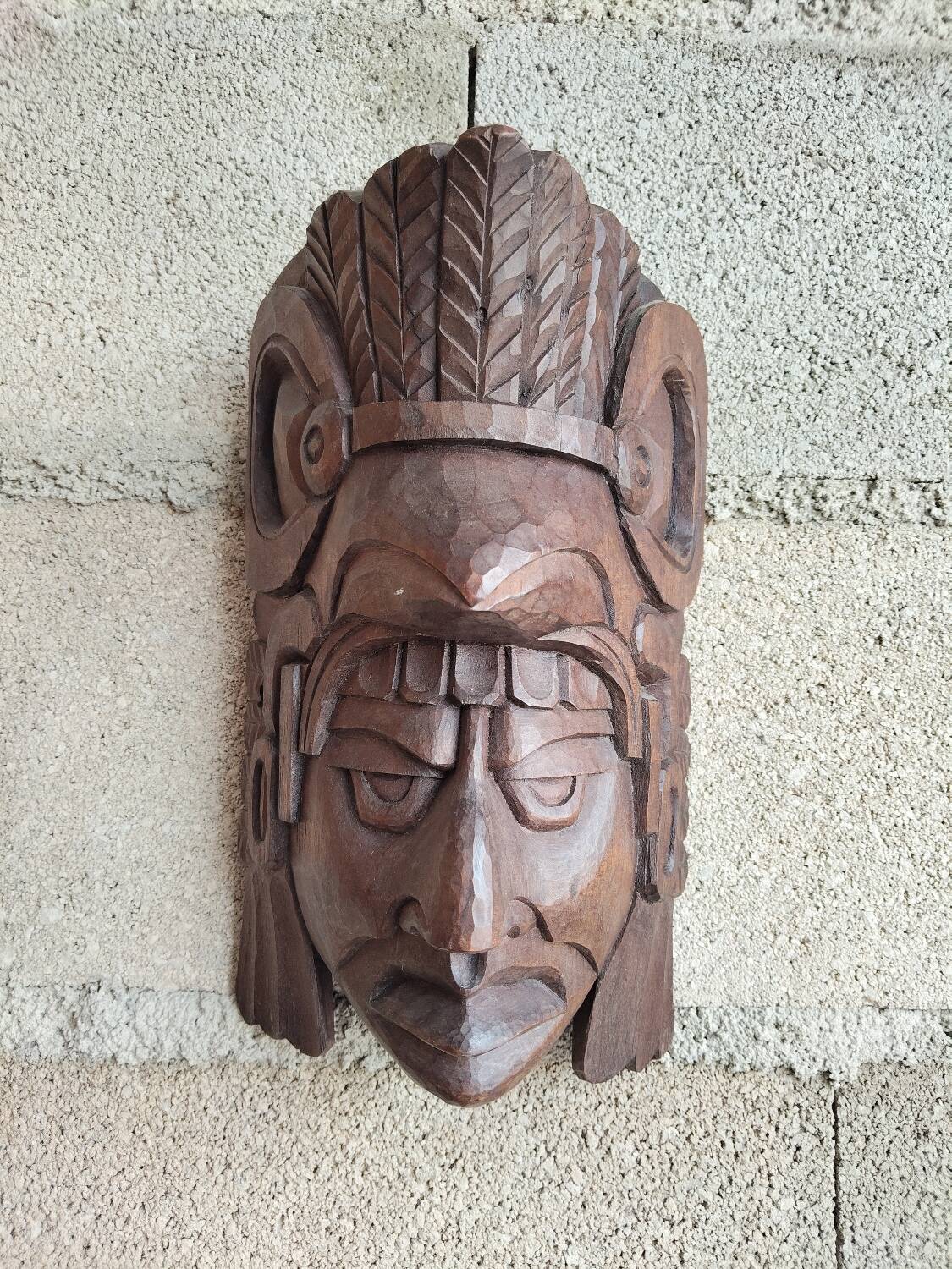 Carved wooden wall mask – Native American spirit – decorative piece vi