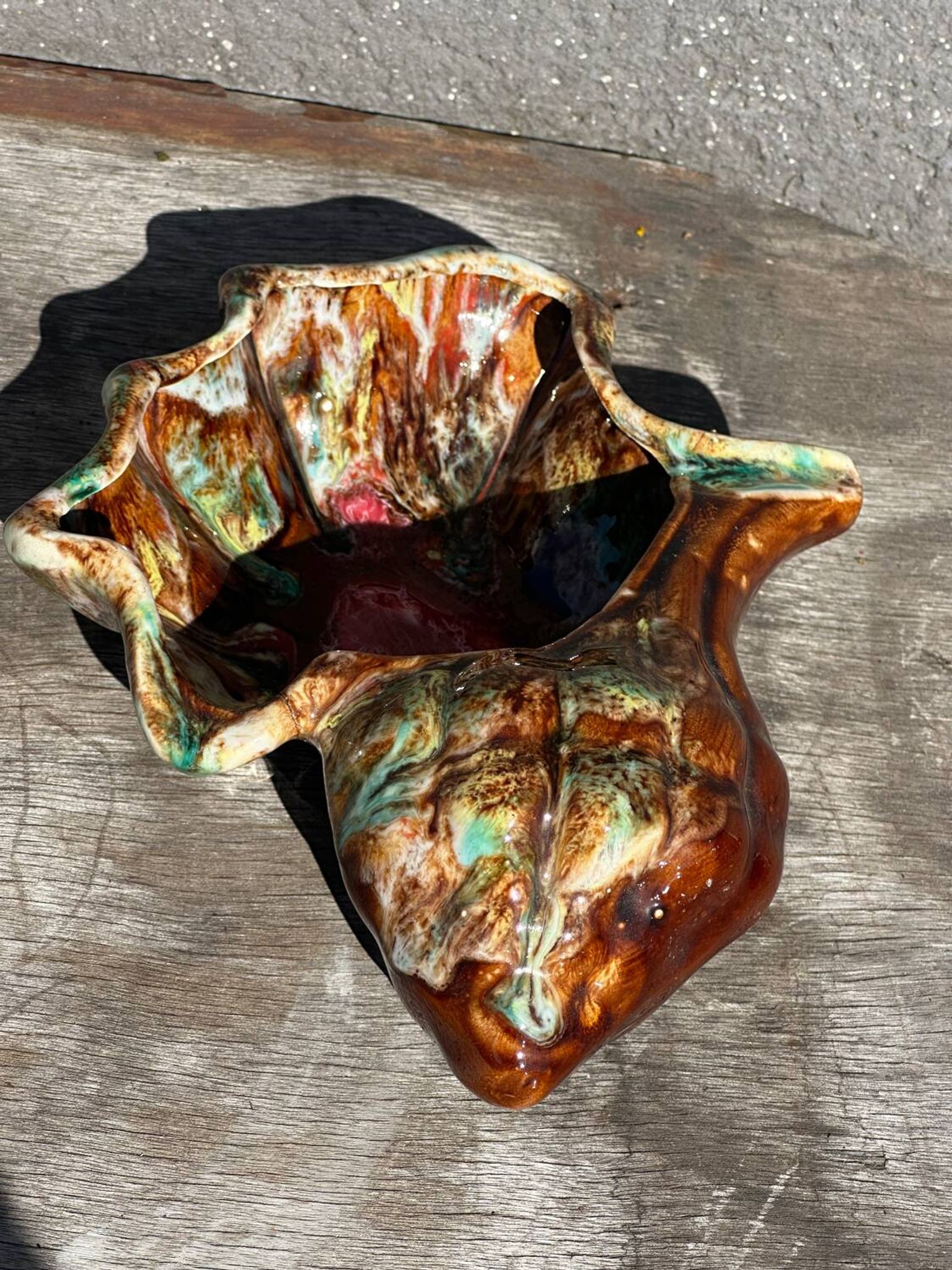 Vintage ceramic seashell trinket tray from Vallauris, 20/17 cm