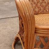 French bohemian set of 2 bamboo chairs from the 1960