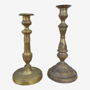 2 antique candle holders