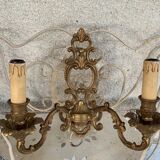 Wall lamp in gilded bronze style Louis XV baroque vintage