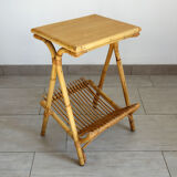 Porte vinyles/revues rotin bambou vintage