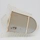 French White Lacquered Metal Mirror with Looped Wire Frame and Fan Crest, 1