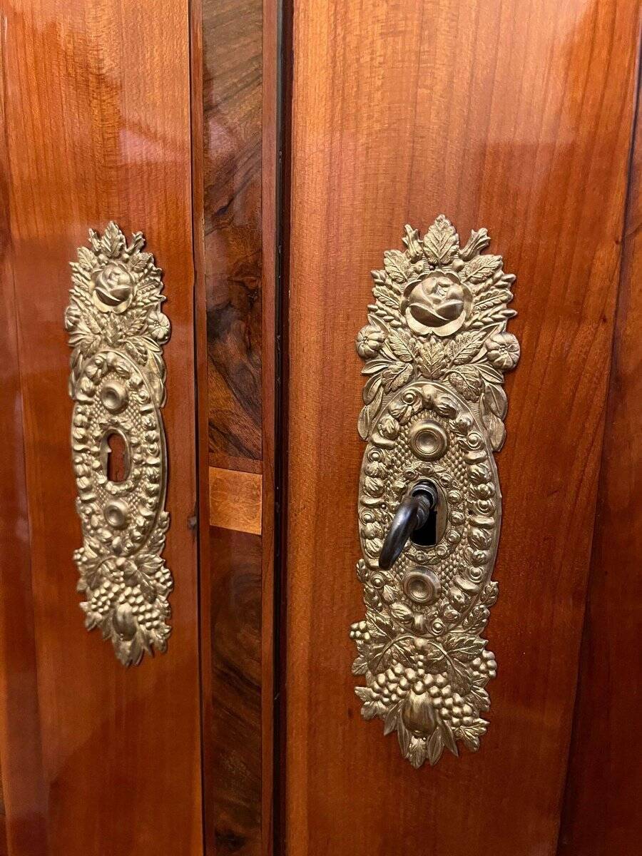 Biedermeier Armoire in Cherry, Walnut, Ebony & Brass, South Germany, 1820s