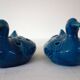 2 blue ceramic duck flower picks
