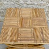 Coffee table, rattan checkerboard sofa end