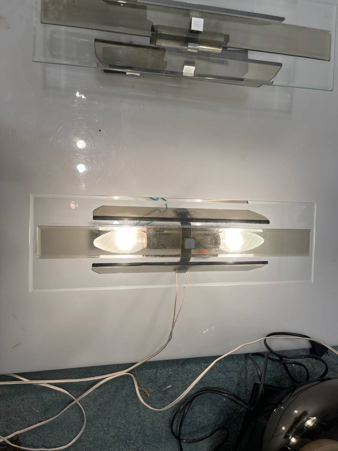 Glass Wall Sconces Set of 3 by Arte, Italy, 1970s