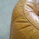 Brutalistic italian leather living room set, 1970, set of 2