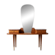 Vintage 1950s wooden vanity with mirror.