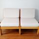 Paire de chauffeuses bois et tissu bouclette