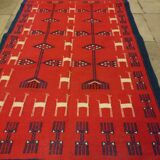 Red wool kilim rug - 100x180cm