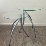 Duo of designer nesting tables with tripod base