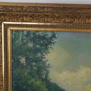 Huile sur panneau encadrée Paysage école française 19ème