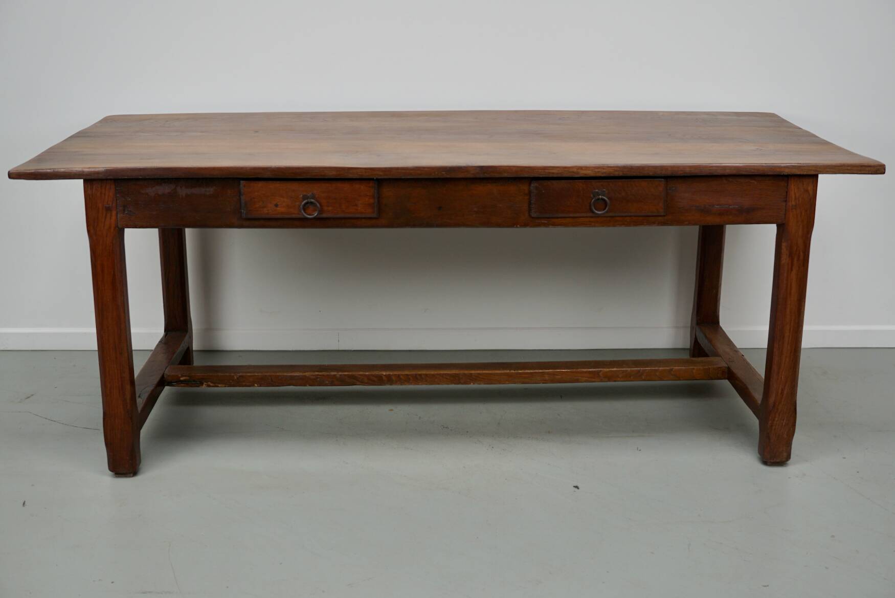 Rustic Dining Table in Oak and Elm from the Early 20th Century