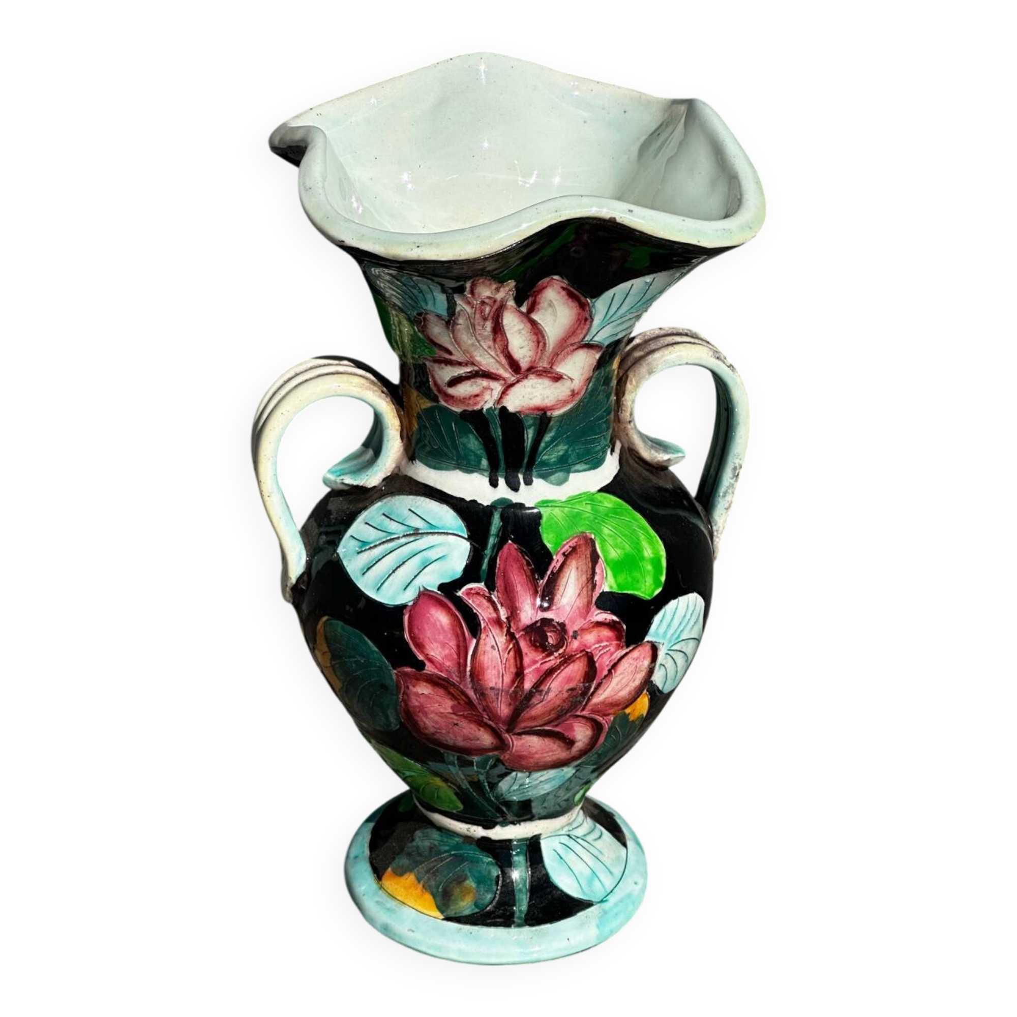Vase Amphore céramique Vallauris signé JTF - H 30 cm
