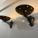 Paire d'appliques de style Art déco en fer forgé et laiton, Allemagne années 1930