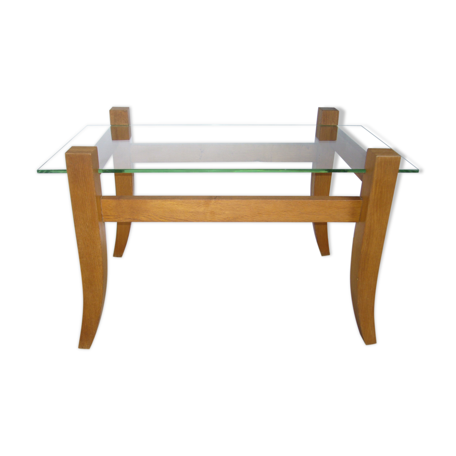 Wooden coffee table with glass tray 70s/80s