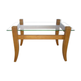 Wooden coffee table with glass tray 70s/80s