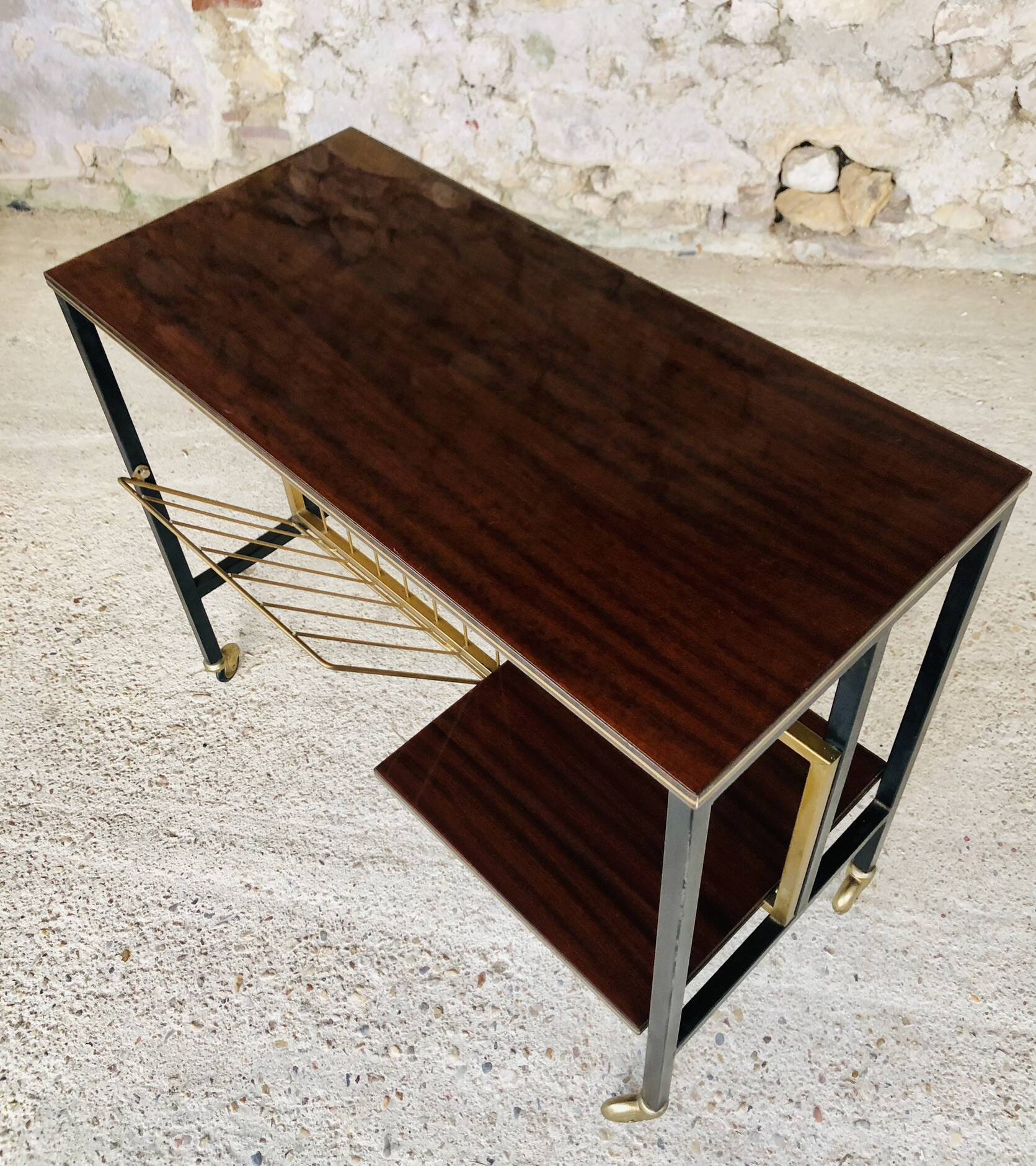 Console/ meuble hifi stereo en palissandre et metal , circa 70's