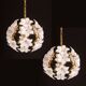 Set of 2 Murano Spherical Chandelier Full of White Flowers, 1980s