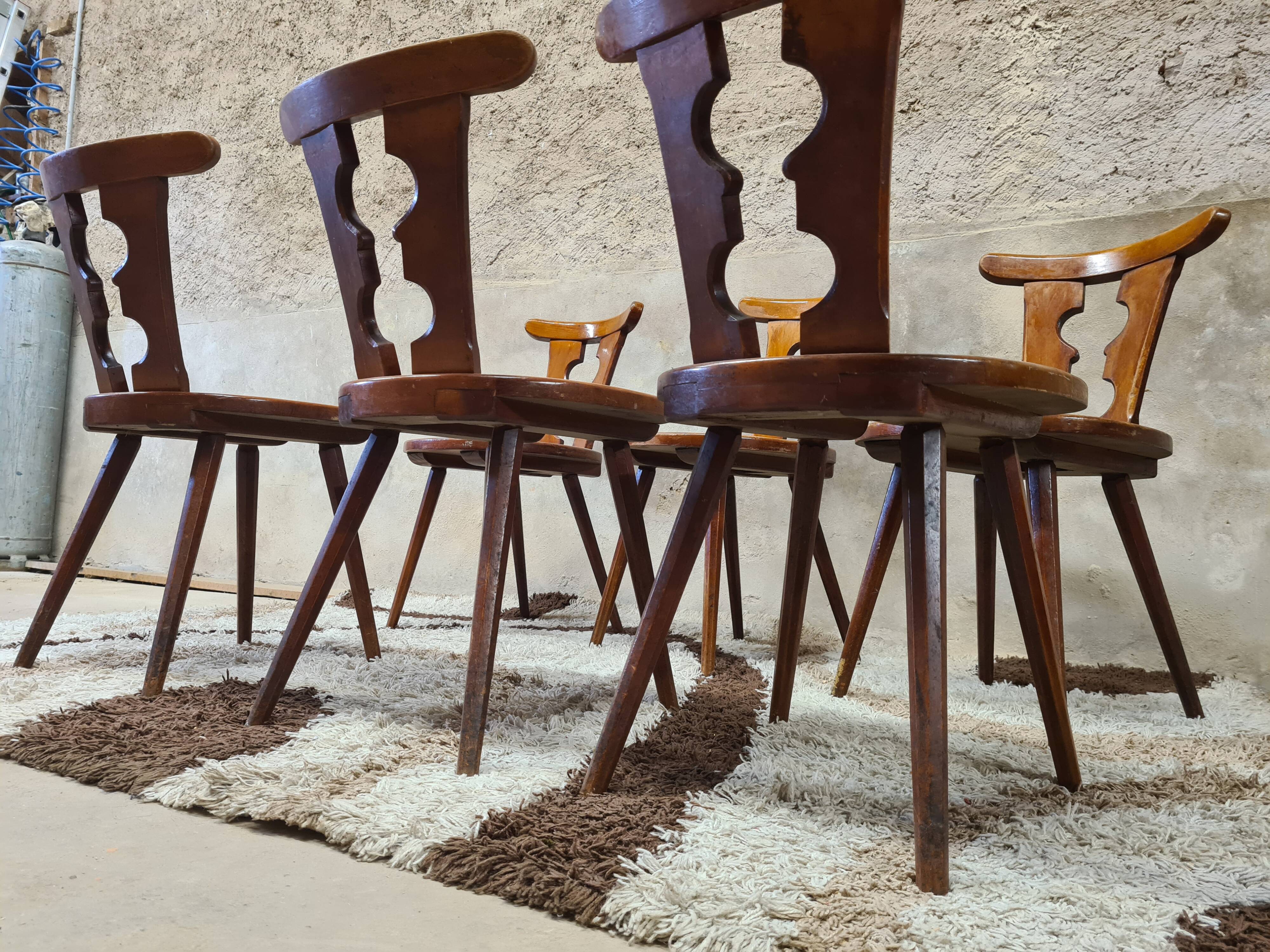 Set of 6 chairs brutalist bistro Bombenstabil year 1960