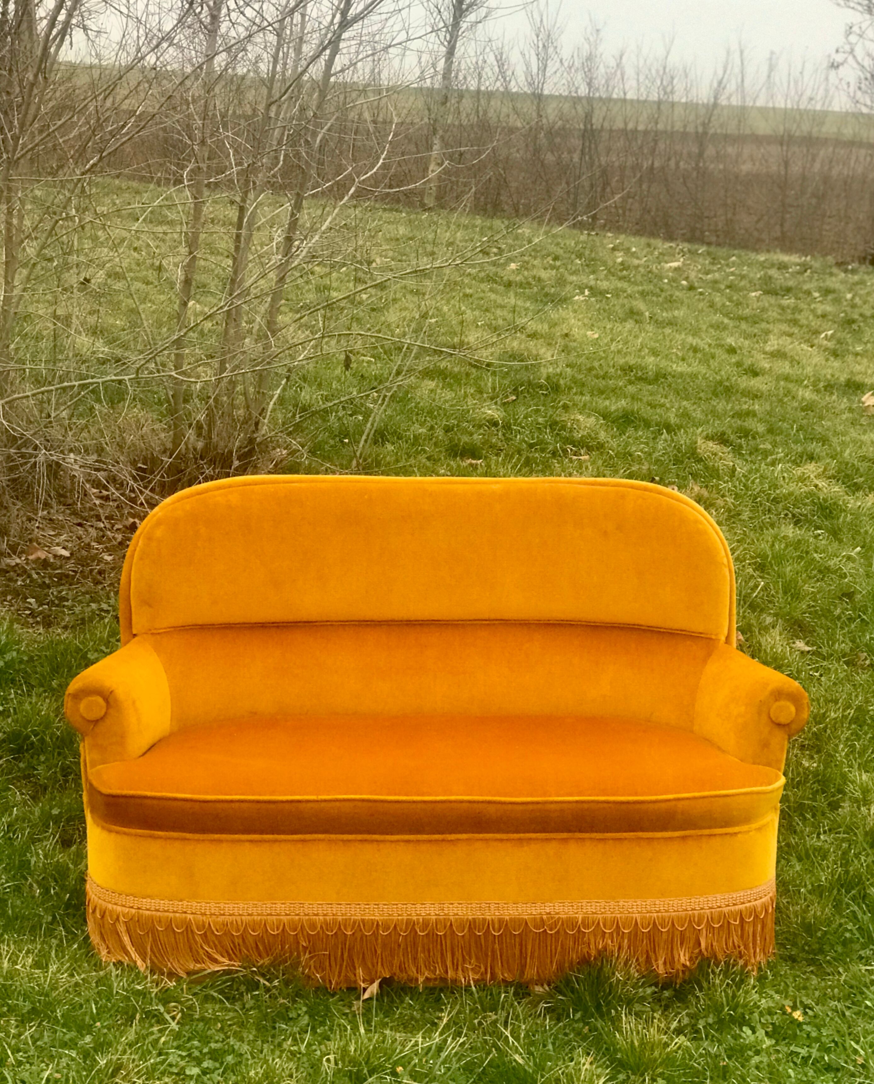 Vintage velvet bench