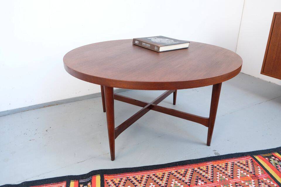 Vintage teak coffee table in 60s-70s style, retro style.