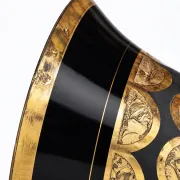 Superb Large Art Deco Ruppel Boom Vase – Black Glass with Fine Gold Gilding