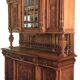 Antique buffet, 2 bodies in solid oak in the Henri II style, with bevelled glass display.
