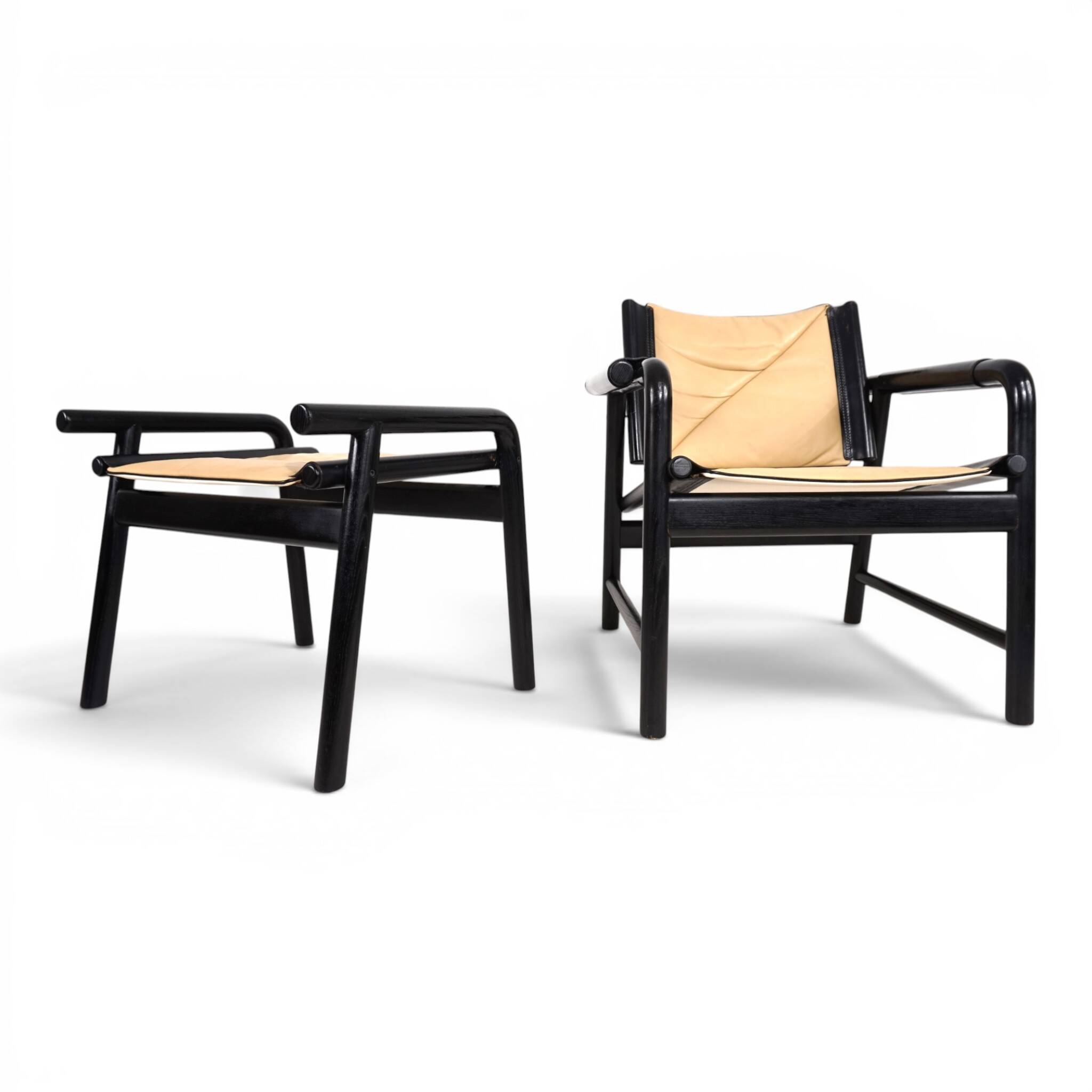WK Möbel Leather Lounge Chair with Ottoman – Attributed to Hans Eichenberge