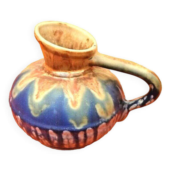 Art Nouveau Céramiste Gilbert Méténier (1876-1957) Broc ''bleu de Gannat