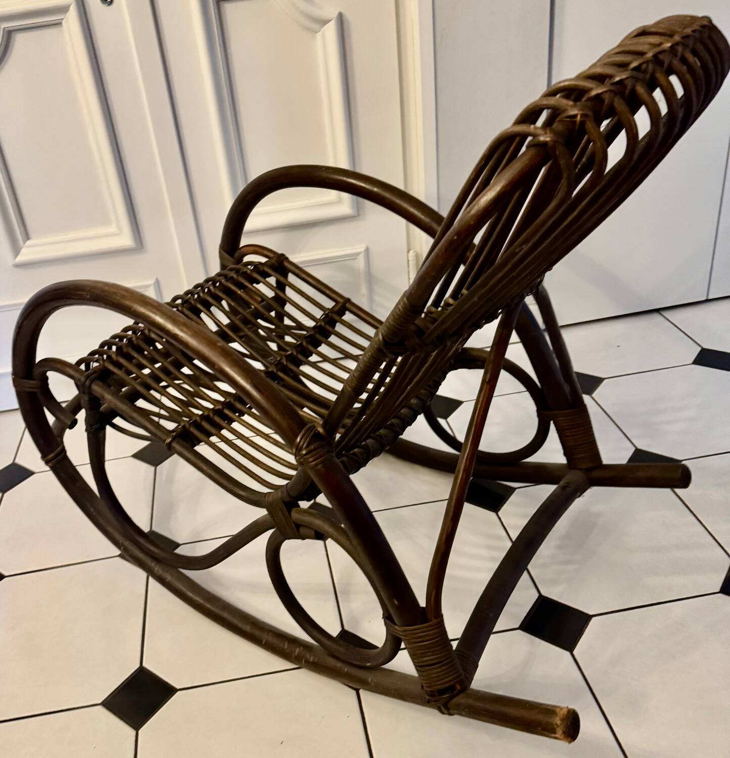 Bamboo and rattan rocking chair