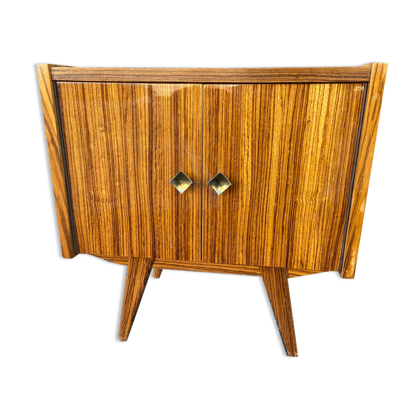 Bedside night table design 1960 vintage Scandinavian feet compass