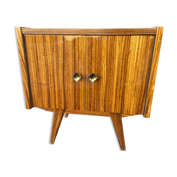 Bedside night table design 1960 vintage Scandinavian feet compass