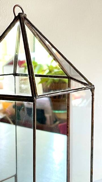 Vide poche mural miroir et laiton vintage